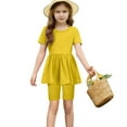 thumbnail image 6 of snilers Girls Clothes 2 Piece Summer Outfits Short Sleeve Pleated T-Shirts and Shorts Beach Summer Kids Clothing Set Size 5-15 Years, 6 of 8