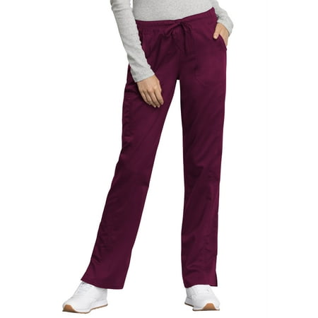 

Workwear Revolution Tech Women Medical Scrubs Pant Mid Rise Straight Leg Drawstring WW235ABT M Tall Wine