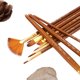 thumbnail image 4 of Juego de pinceles combinados de lana de nailon de dos colores con pluma de acuarela de madera y tiza de agua en forma de abanico, 4 of 5