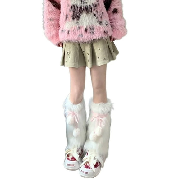 Aellinatey Womens Costume Sexy Faux Furs Warm Fuzzy Leg Warmers/Boot Sleeves/Boot Covers