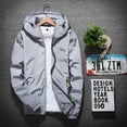 thumbnail image 4 of Men's Casual Pure Color Tall Jean Jacket Plus Size Hoodie Reflective Womens Winter Jean Jacket Zipper Outdoor Sport Coat, 4 of 6