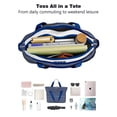 thumbnail image 4 of Tote Bag for Women - Blue and White Modern Art Geometric Shoulder Bag - Large Utility Work Duffle Bag with Zipper Handbag for Travel, Work, Sprots, 4 of 5