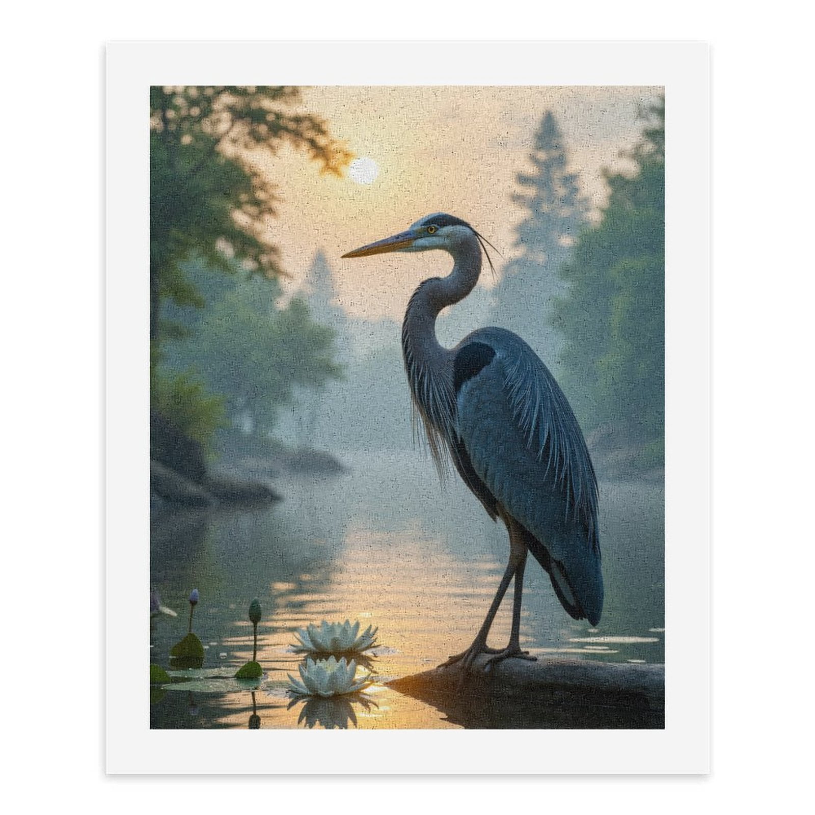 Paint by Numbers Kit for Adults, Heron Serenity Sunrise Waterscape Paint by Numbers, Easy Paint by Numbers Kit for Adults Beginner, DIY Adult Paint by Number Kits on Canvas, 12x16in Home Decor