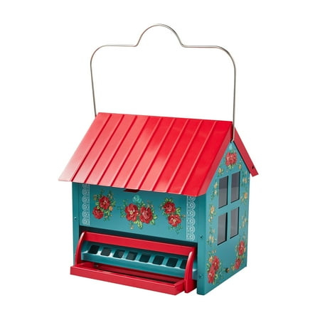 The Pioneer Woman Vintage Floral Squirrel-Proof Hopper Bird Feeder