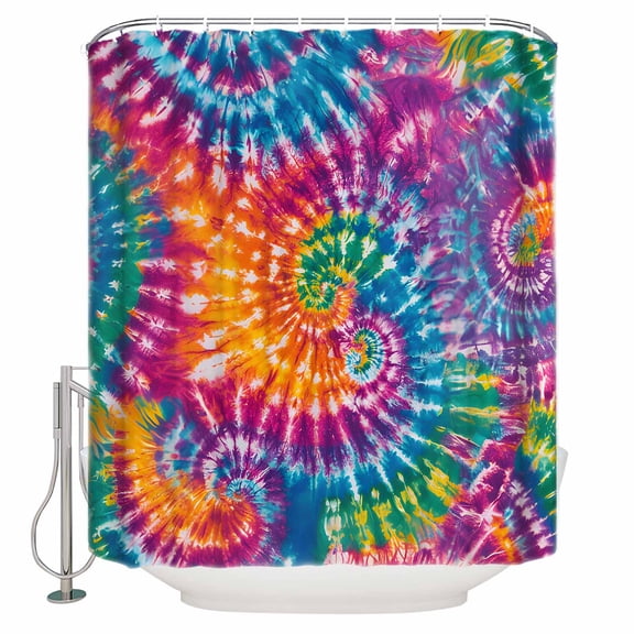 Colorful Shower Curtains for Bathroom Waterproof Fabric Bath Curtains Decor Bath Tub Curtain Ethnic Modern Abstract Watercolor Tie-Dye Decorative Shower Curtain Sets with 12 Hooks, 72x72 Inch