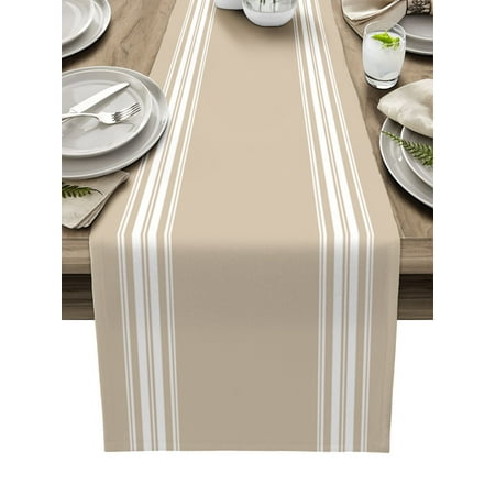 

Navy Blue White Stripes Table Runner Home Party Decorative Tablecloth Cotton Linen Table Runners for Wedding