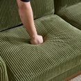 thumbnail image 3 of Ktaxon Modular Sectional Sofa with Movable Ottoman, Corduroy L-Shaped Couch with Wood Frame and Legs Green, 3 of 8