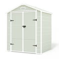 thumbnail image 5 of MRUAKA Outdoor Storage Shed 6x4 FT, Resin Garden Shed for Bike, Tool, Plastic Outside Sheds & Outdoor Storage Storage Box with Lockable Door for Backyard, Patio, Lawn, Sandstone, 5 of 10