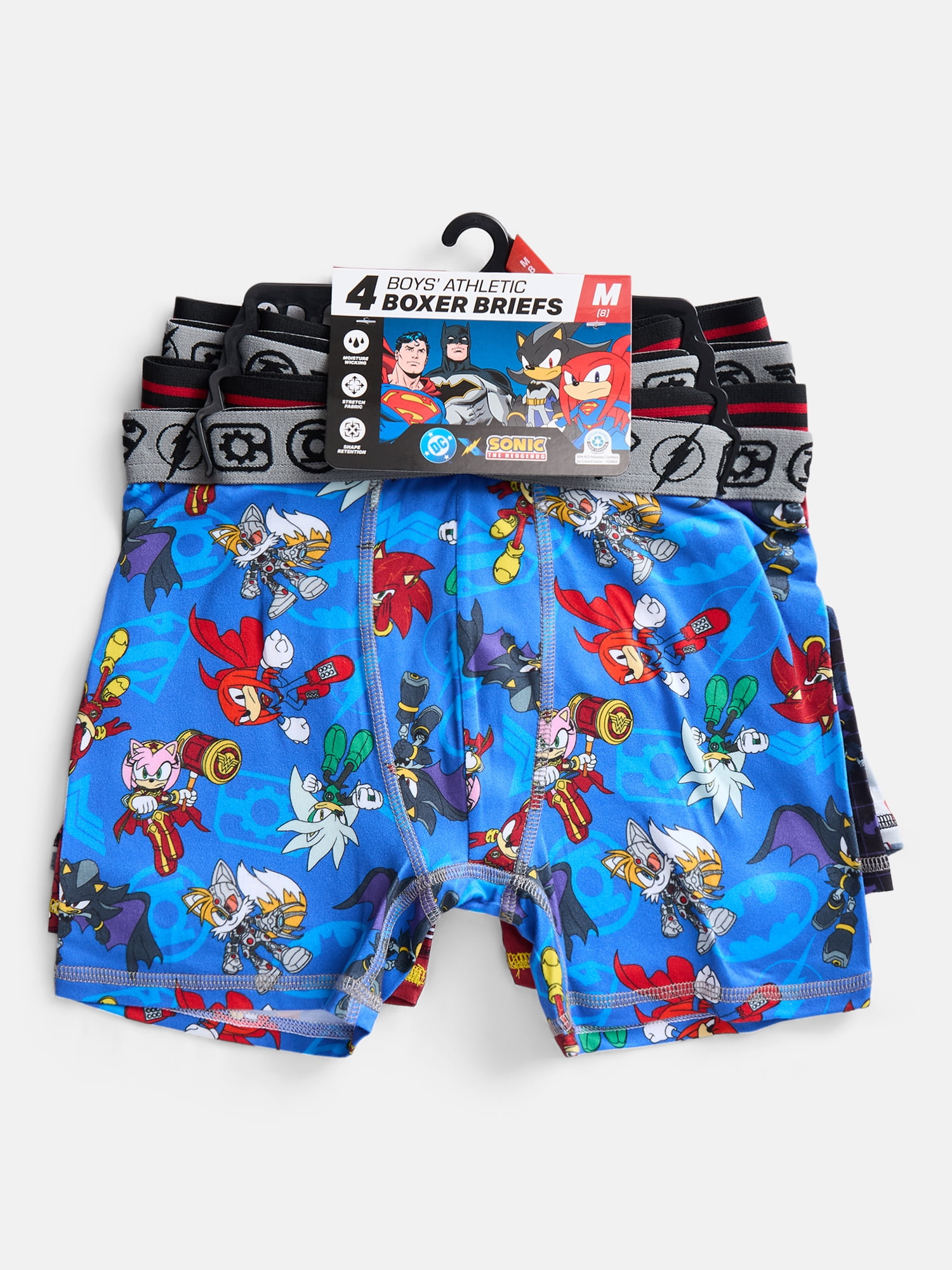DC x SEGA Boy's Boxer Brief Underwear, 4-Pack