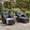 Brown-Navy Blue, variant on LayinSun 5 Pieces Patio Outdoor Conversation Set, Wicker Furniture Set with Swivel Chairs and Ottomans 4-Seat