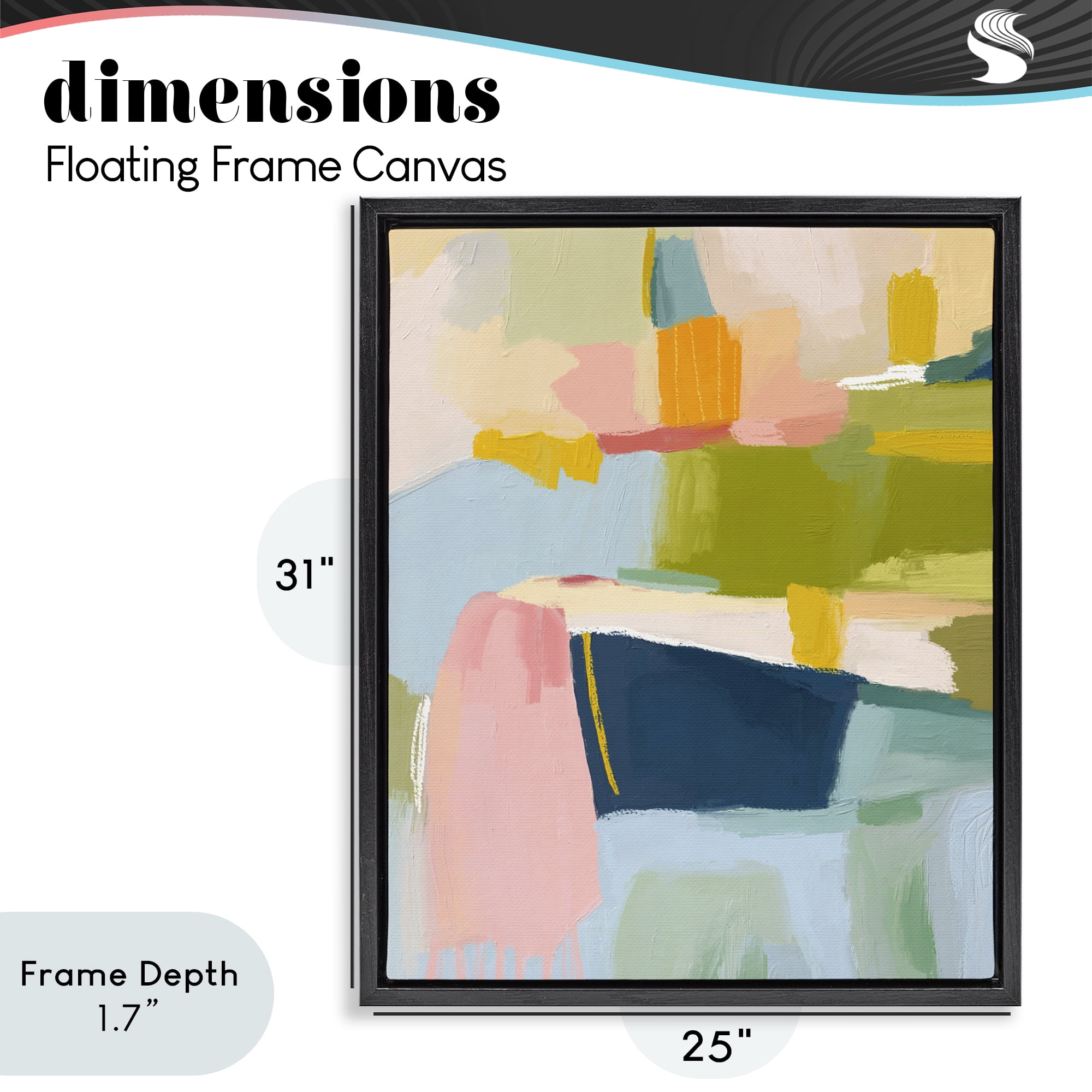 Stupell Industries Pastel Wonder Brushstrokes Black Framed Floater Canvas Wall Art, design by Lisa Nohren