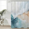 thumbnail image 5 of Abstract Waves Beach Art Shower Curtain, 72" x 72", Oil Painting Style Blue Sea Waterproof Bathroom Curtain Washable Shower Curtain Set with 12 Hooks, 5 of 6