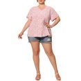 thumbnail image 2 of Agnes Orinda Women's Plus Size Blouses Floral Button Down Shirts V Neck Tops Ruffle Sleeve Casual Top 3X Pink, 2 of 7