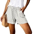 thumbnail image 4 of Only Moment Polka Dot Shorts Boho Summer Shorts Soft High Waist Shorts for Home,Summer with Pockets, Travel and Beach Vacation Beige,XL, 4 of 6