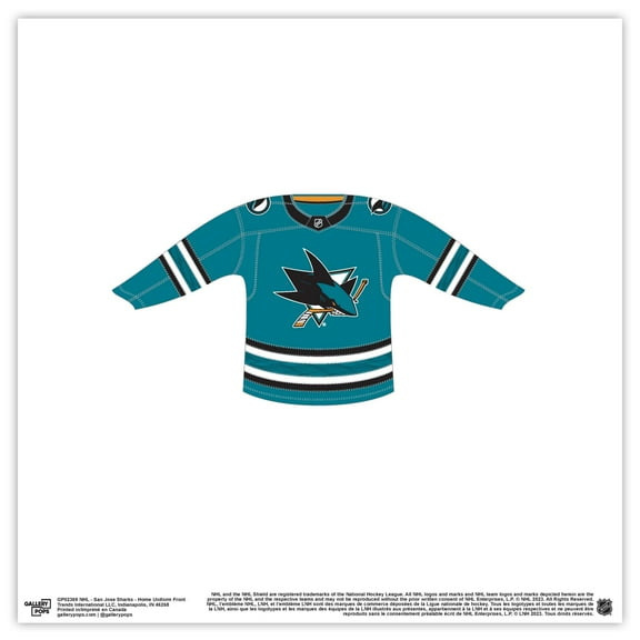 Gallery Pops NHL - San Jose Sharks - Home Uniform Front Wall Art, Unframed Version, 12" x 12"
