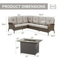 thumbnail image 4 of Opohoro 6-Person Outdoor Wicker Patio Sectional Dning Set with Rectangular Propane Firepit Table for Backyard, Beige, 4 of 13
