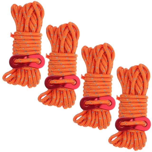 4 Sets of Camping Tent Ropes Reflective Canopy Ropes Tent Fixing Ropes Camping Supplies with Buckle