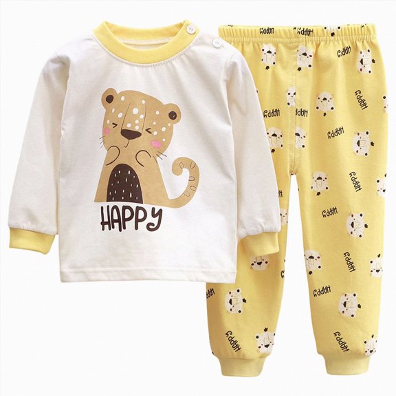 NOLDARES Infant Toddler Winter Clothes Outfits Long Sleeve Graphic Crewneck T-Shirt Sweatpants Cozy 2 Piece Set Size:6-12 M,Yellow