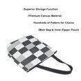 thumbnail image 3 of FORMRS Womens Canvas Tote Bag with Zipper Inner Pocket Shoulder Handbag, Black and Gray Plaid Pattern, 3 of 7