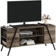 thumbnail image 1 of Moderno mid - century 50/55 pulgada mesa de tv: entertainment center con adjustable estantes, almacenamiento gabinete y u - shaped metal legs in retro gray, 1 of 8