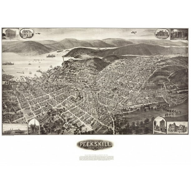 Vintage Map of Peekskill New York 1911 Westchester County Poster Print (18 x 24)