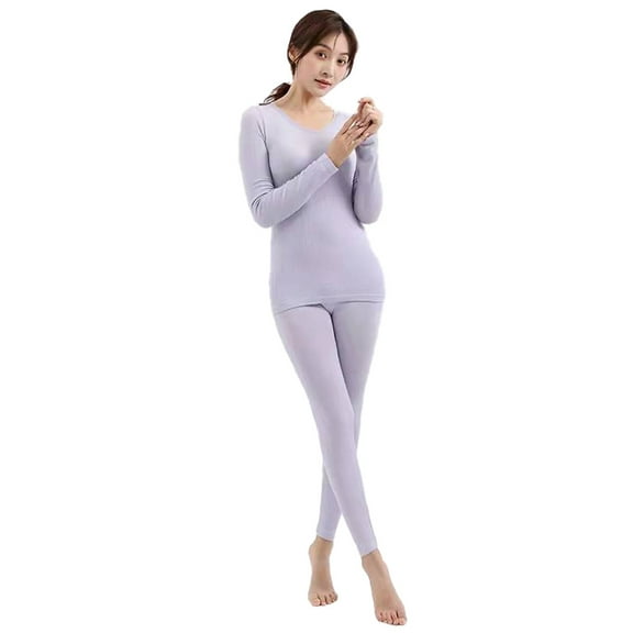 Thermal Long Base Layer Winter Underwear For Women Ultra Soft Long Johns Underware Set-Purple