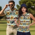 thumbnail image 2 of Jeiento Couples Matching Golf Shirts Sunflower Aztec Quick Dry Men's Short Sleeve Shirts & Women's Sleeveless Tank Top 2 Piece Golf Outfit Set for Tennis, Hiking, Outdoor Sports, 2 of 7