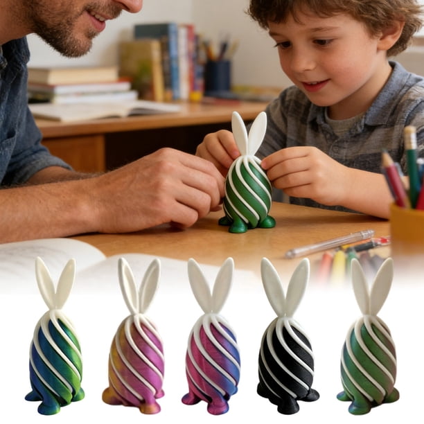 Figura de conejo de Pascua en forma de huevo en espiral, impresa en 3D, original y divertida, para aliviar el estrés de niños y adultos