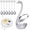 A, variant on Stainless Steel Silver Creative Dinnerware Set - Decorative Swan Base Holder, Tableware Holder for Coffee, Fruit, Dessert, Sugar, Ice Cream, Cake, Teaspoon, Silver, with 6 Leaf Spoons