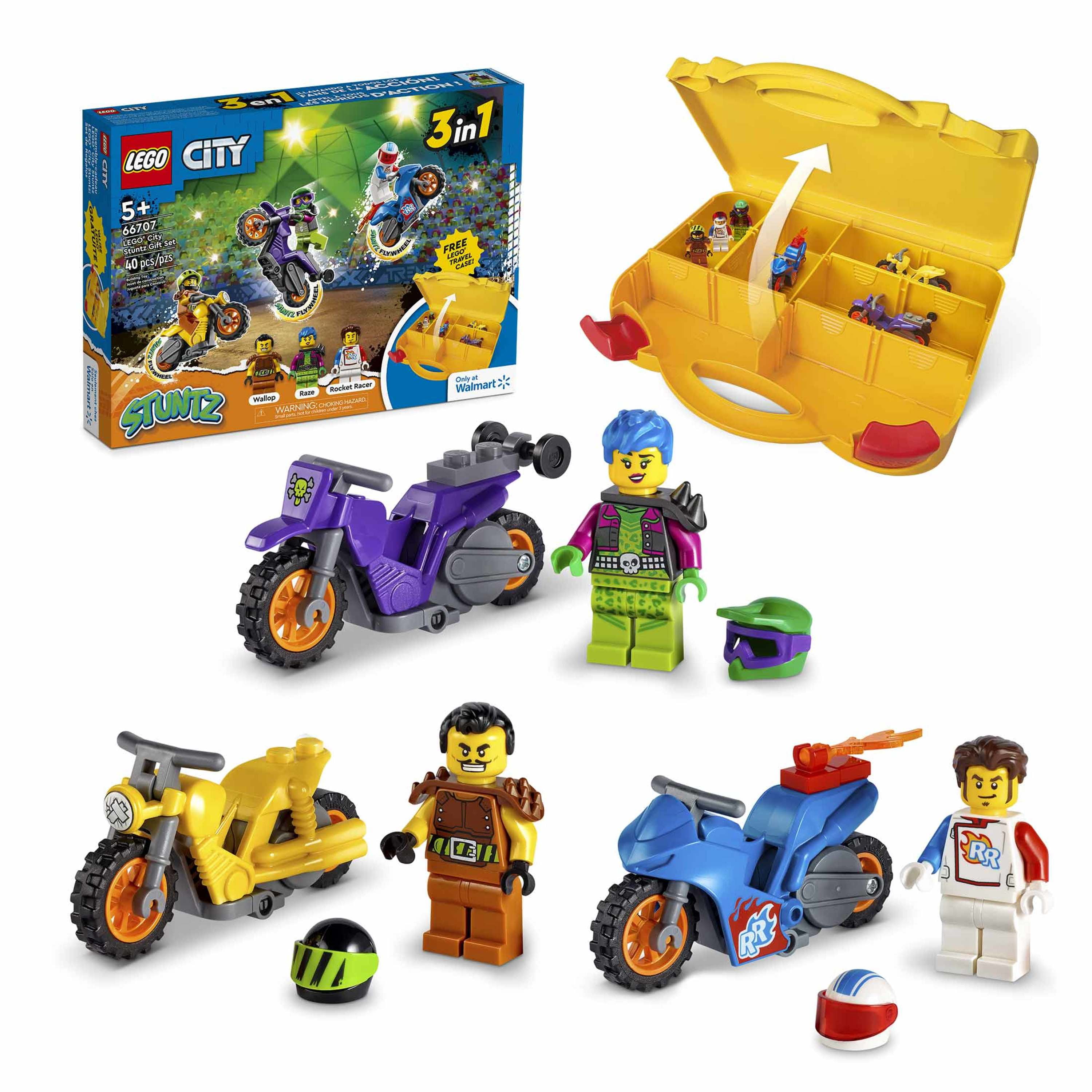 City Stuntz Value Set 3 Minifigures 3 Bikes and Carrying Case 66707 - Walmart.com