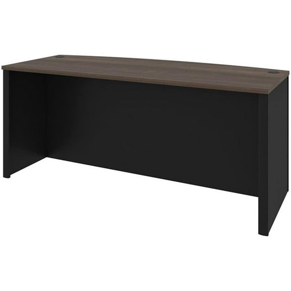 Pemberly Row Traditional Bowfront Writing Desk in Antigua and Black