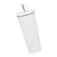 thumbnail image 2 of Taza de café de 750 ml, taza de viaje aislada de acero inoxidable con tapa y pajita, para bebidas frías y calientes, para viajes, casa, camping, oficina, color blanco, 2 of 12