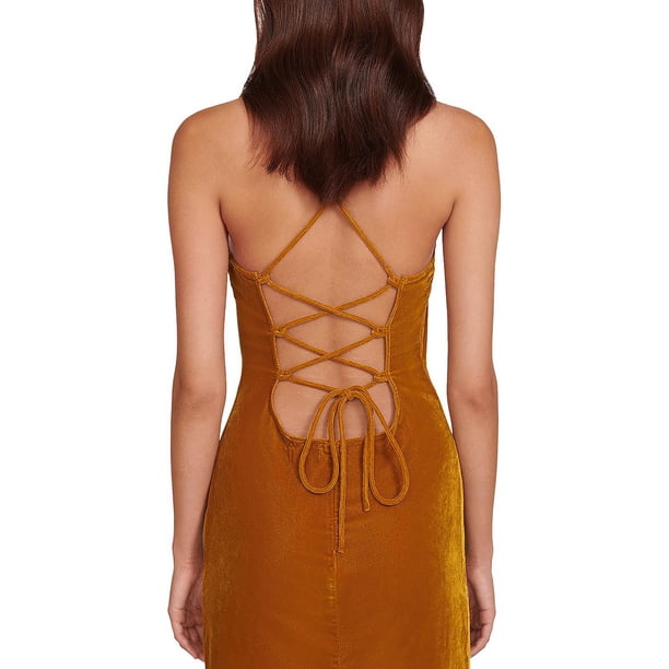 STAUD Womens Bellamy Velvet Lace-Up Sheath Dress - Walmart Business Supplies
