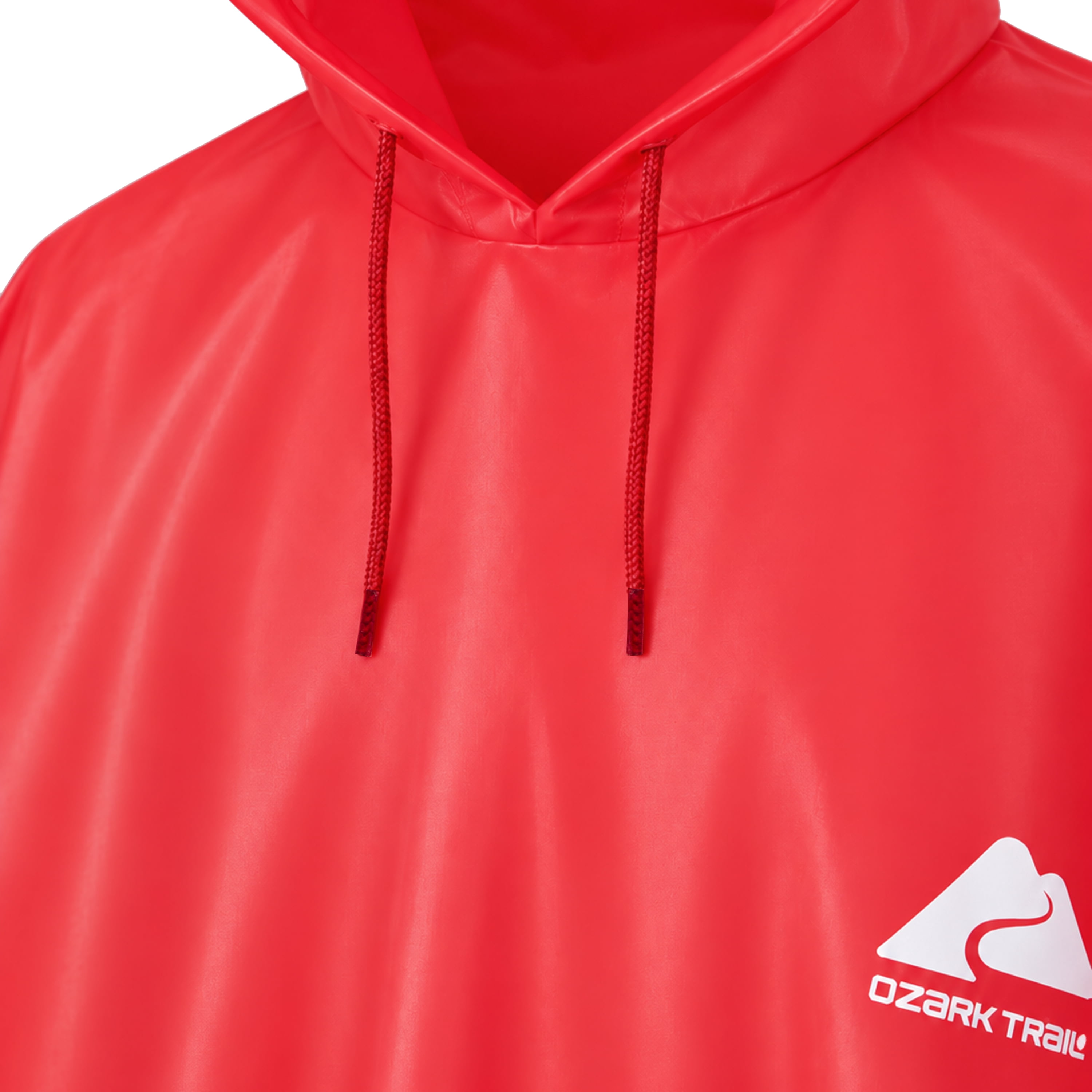 Ozark Trail Waterproof Adult Rain Poncho - Unisex, Red, 3/4 Sleeve