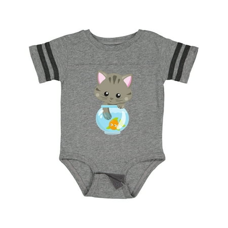 

Inktastic Cute Cat Little Cat Kitty Kitten Fish Bowl Gift Baby Girl Bodysuit