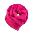 thumbnail image 3 of Ljudmp Womens Slouch Stacked Floral Turban Hat Elastic Head Wrap Crystal Rhinestone Big Flower Hijab Bonnet Cap Hair Cover Hat Hot Pink, 3 of 3
