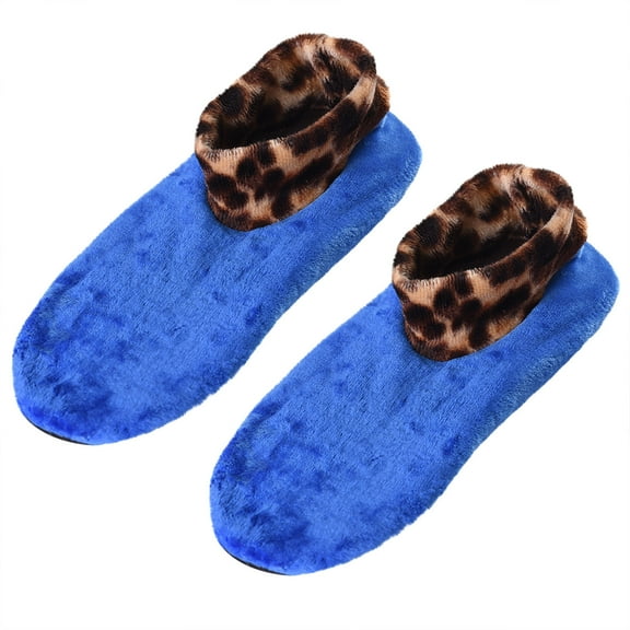 Babysbule Socks for Women Leopard Print Floor Double Layer Plus Velvet Padded Anti-skid Warmth Without Down Yoga Dance Socks