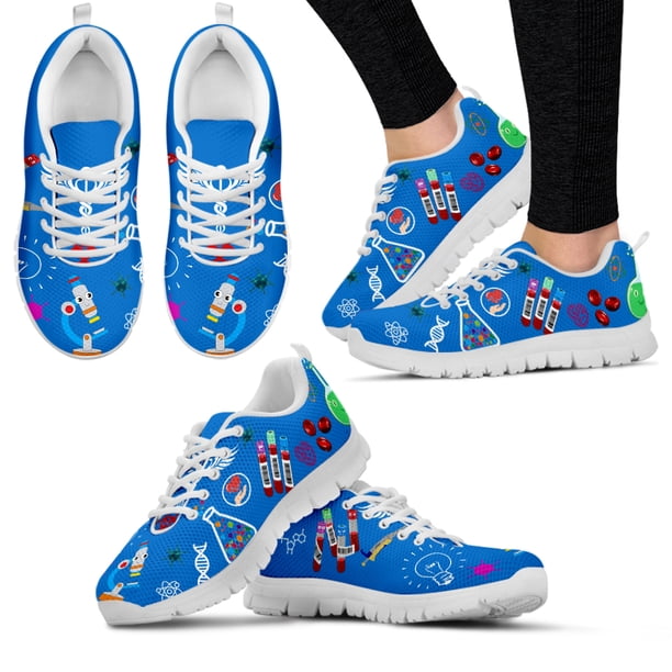 Zapatos de enfermera médica, cómodos zapatos con estampado de dibujos animados para el departamento de examen, zapatillas planas con cordones azules
