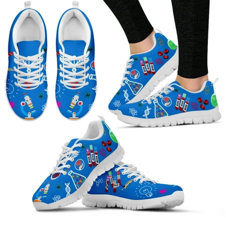 

Medical Nurse Shoes Comfortable Cartoon Examination Department Printed Shoes Blue Lace-up Flat Sneakers Zapatos