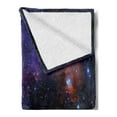 thumbnail image 2 of Galaxy Soft Flannel Fleece Throw Blanket, Starry Night Nebula Cloud Celestial Theme Image Space Art Elements Print, Cozy Plush for Indoor and Outdoor Use, 50" x 70", Black Purple Blue, by Ambesonne, 2 of 5