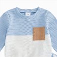 thumbnail image 5 of TOWED22 Baby Boy Clothes Fall Winter Outfits Waffle Long Sleeve Color Block Waffled Sweatshirt Pants 2Pcs Fall Clothing Set,Blue,12-18 M, 5 of 5