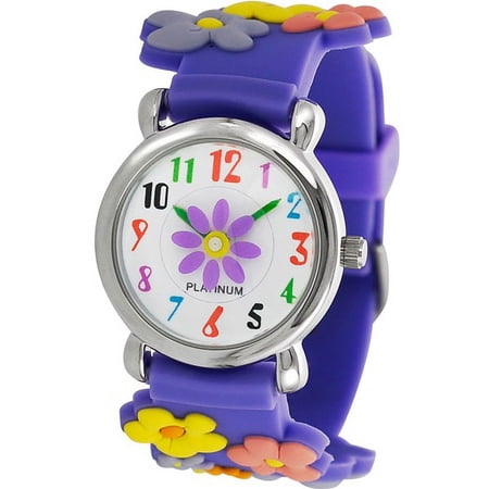 Geneva Platinum Girl's Flower Design Wat