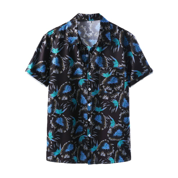 ZHAGHMIN Camisas Cuadradas Para Hombre Men Casual Short Sleeve Spring Summer Turn Neck 3D Printed Fashion Top Blouse Mens Small Shirts Mens Large Shirts Men Shirt Long Sleeve Print -