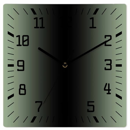 Sage Green Black Ombre Wooden Wall Clock Silent Non Ticking, Gradient Contemporary Abstract Art Square Wall Clocks Battery Operated, Decor Clock for Home Office, Living Room, Kitchen, 12 Inch