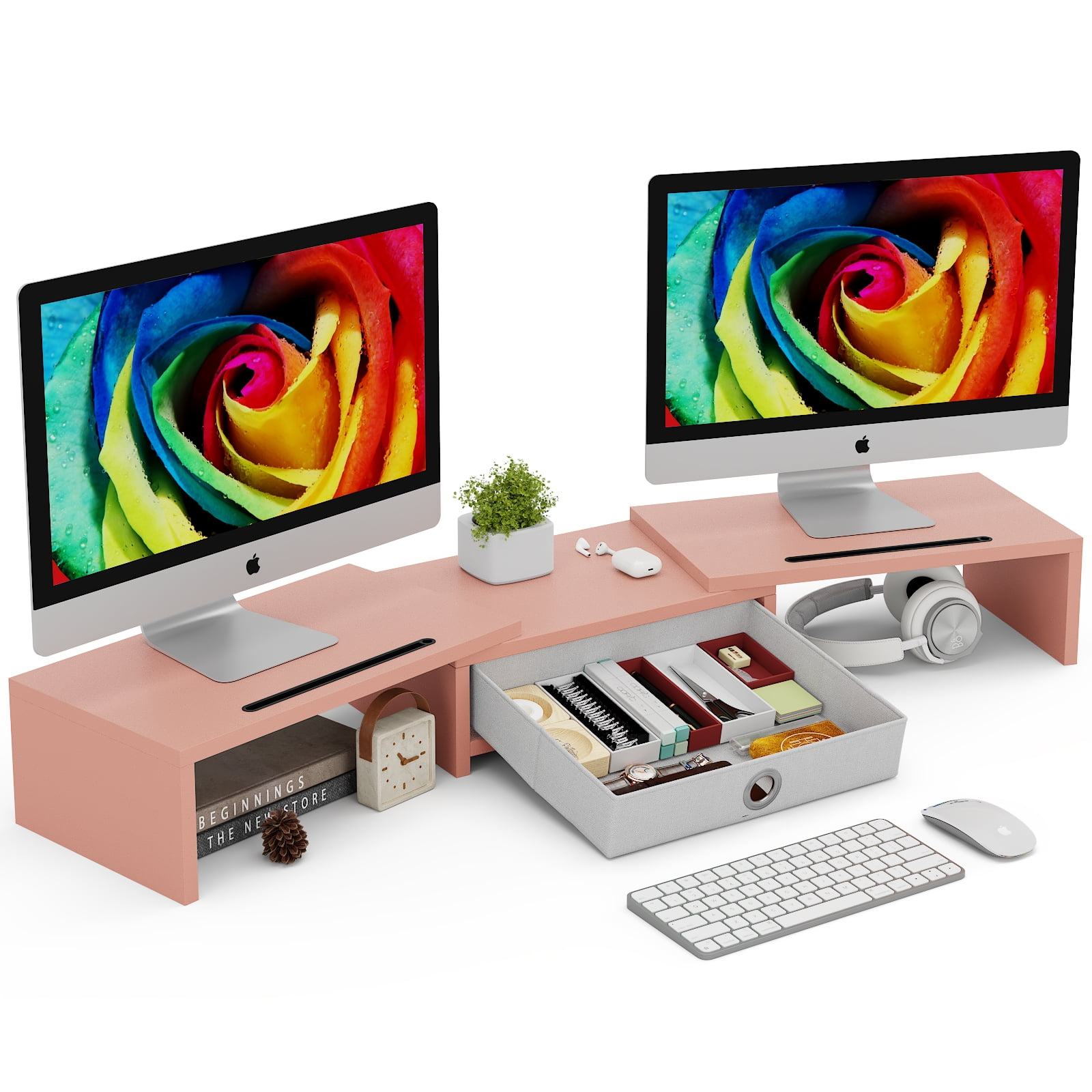 JAFUSI Monitor Stand with Storage Drawer, Monitor Riser with Adjustable