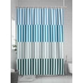 thumbnail image 5 of Boanket Polyester Fabric Colorful Stripe Shower Curtain, Modern Teal Blue Green Vertical Striped Waterproof Bathtub Curtain Bathroom Decor Set with Hooks 72 x 72 Inches,, 5 of 6
