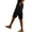 Black, variant on YOIAVAIOY Linen Cargo Capris for Women Knee Length Capri Pants with Pockets Elastic Waisted Summer Work Outdoor Hiking Clothing Light Blue M