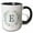 Black/White, variant on 3drose, Wreath with Monogram Initial Letter E in Green on White Background., 11oz Two-tone Red Mug