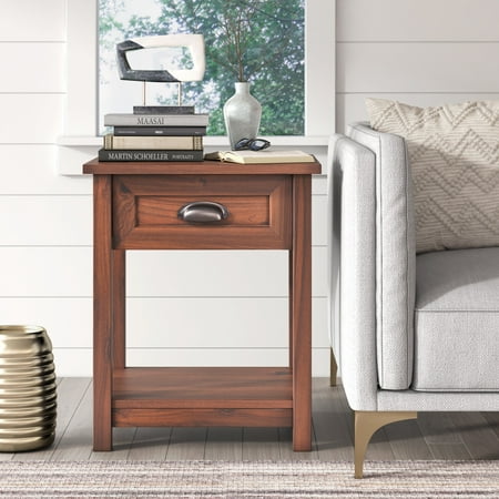 Click Decor - Traditional Wood 1-Drawer Night Stand - Ebony
