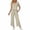 Beige, variant on Caywon Womens 2 Piece V Neck Top Wide Leg Cropped Pants Set Short Sleeve Elastic Waist Loungewear Breathable Wrinkle-Free Casual Loose Fit Conjunto de Ropa para Mujer
